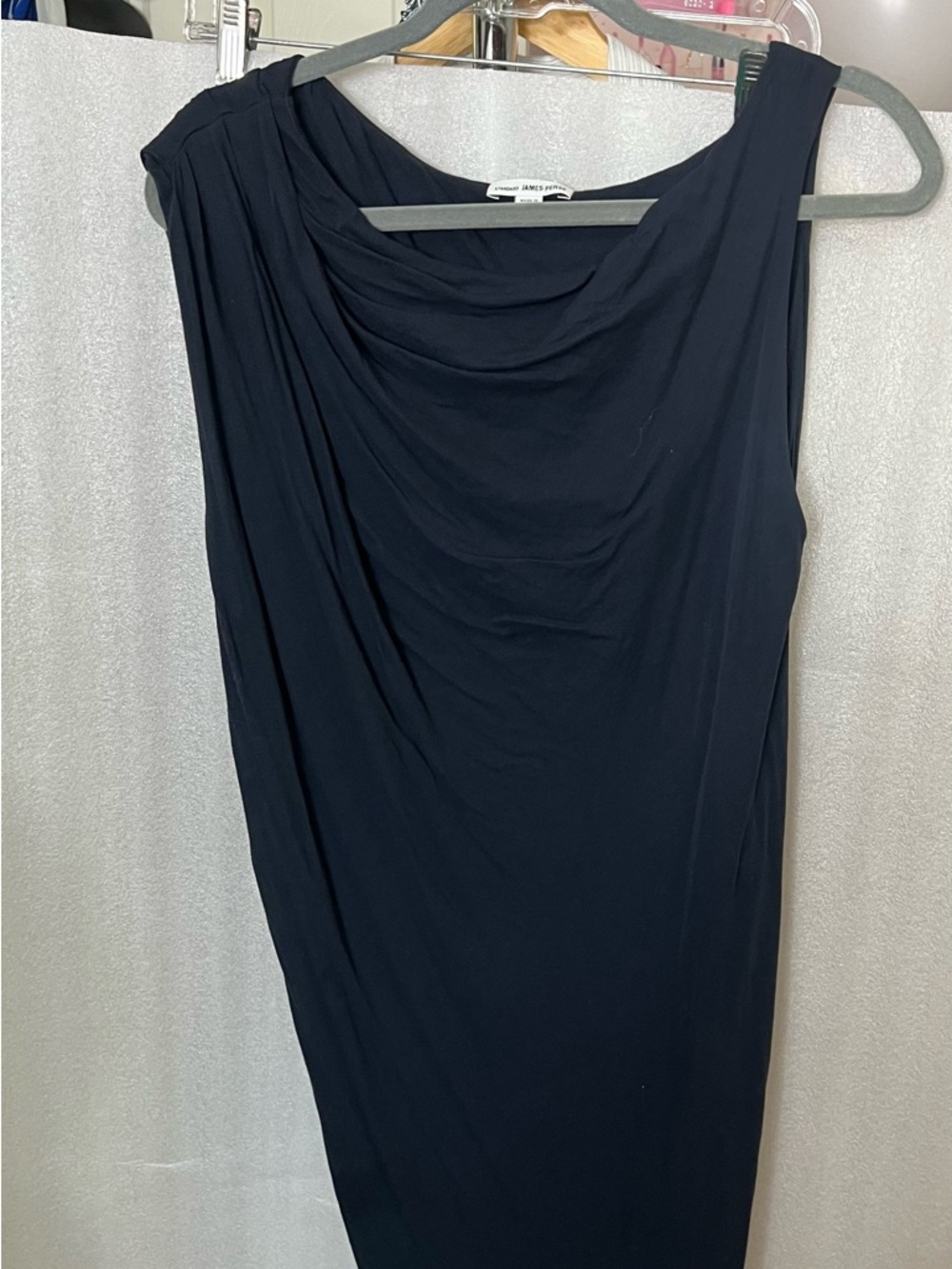 James Perse Navy Blue Draped Midi Dress